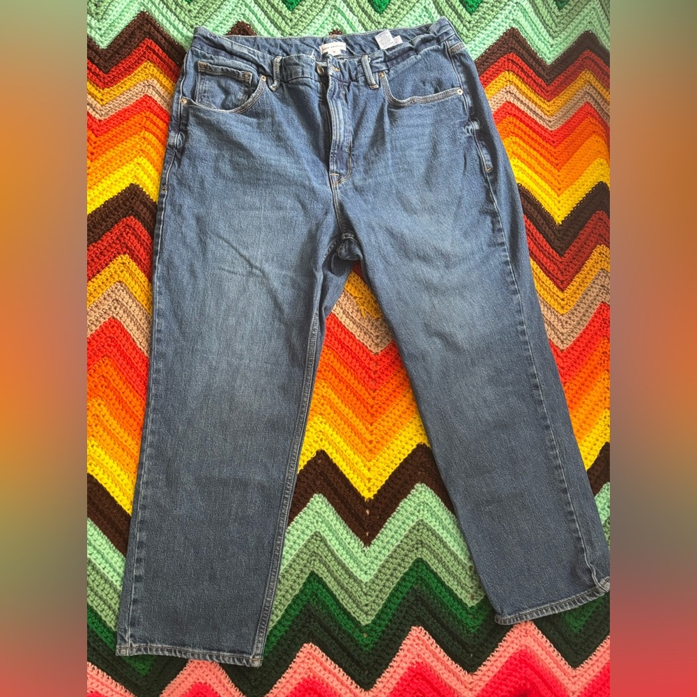 Good American High Rise Straight Leg Jeans Size 15